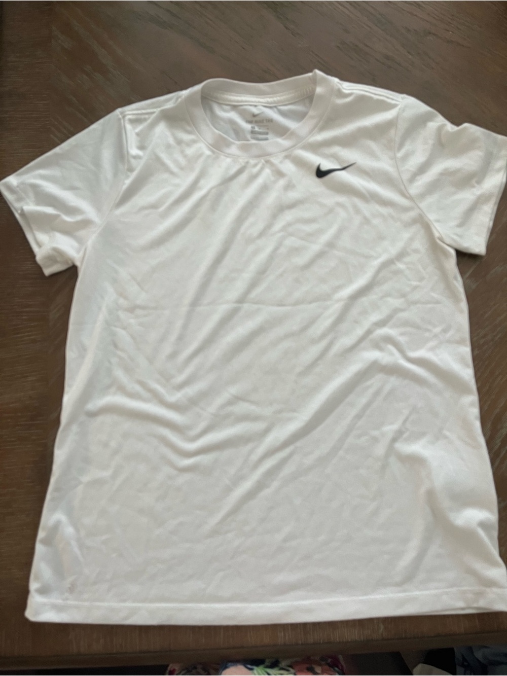 Nike White Short Sleeve Performance Tee with Black Swoosh